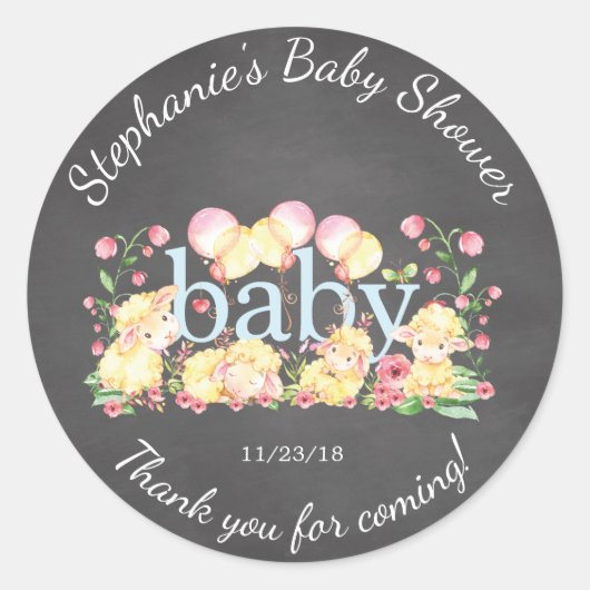Sweet Little Lamb Baby Shower Sticker (Vorderseite)