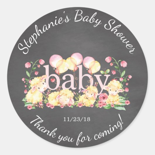 Sweet Little Lamb Baby Shower Sticker (Vorderseite)