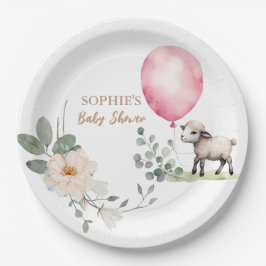 "Sweet Little Lamb" Babydusche Pink Blütendusche Pappteller