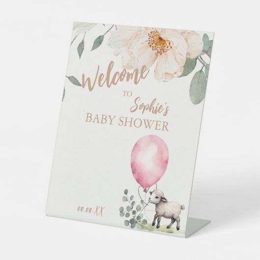 "Sweet Little Lamb" Babydusche Willkommen Sockelschild (Vorderseite)