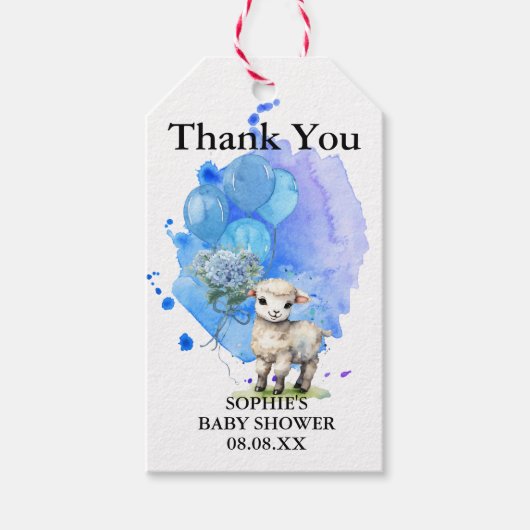 Sweet Little Lamb Blue Hydrangea Balloon Geschenkanhänger (Vorderseite)