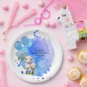 Sweet Little Lamb Blue Hydrangea Balloon Pappteller (Party)
