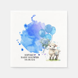 Sweet Little Lamb Blue Hydrangea Balloon Serviette