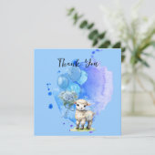 Sweet Little Lamb Blue Hyrangea Square Vielen Dank Einladung (Stehend Vorderseite)