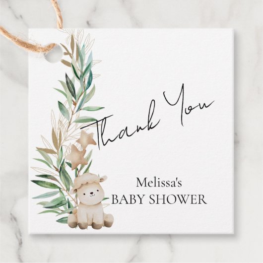 Sweet Little Lamb First Birthday Greenery Geschenkanhänger (Vorderseite)