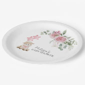 Sweet Little Lamb Girl Pink Roses Blume Grüne Pappteller (Schrägansicht)