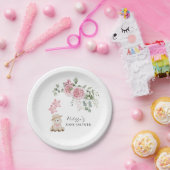 Sweet Little Lamb Girl Pink Roses Blume Grüne Pappteller (Party)