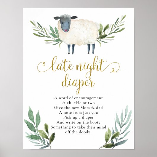 Sweet Little Lamb Greenerity Spate Night Diaper Ze Poster (Vorne)