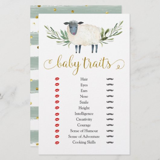 Sweet Little Lamb Greenery Baby Shower Baby Tracks (Vorne/Hinten)
