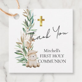 Sweet Little Lamb Greenery First Holy Communion Geschenkanhänger