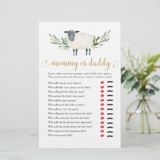 Sweet Little Lamb Greenery Mommy oder Daddy (Stehend Vorderseite)