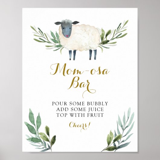 Sweet Little Lamb Greenery Momosa Bar Poster (Vorne)