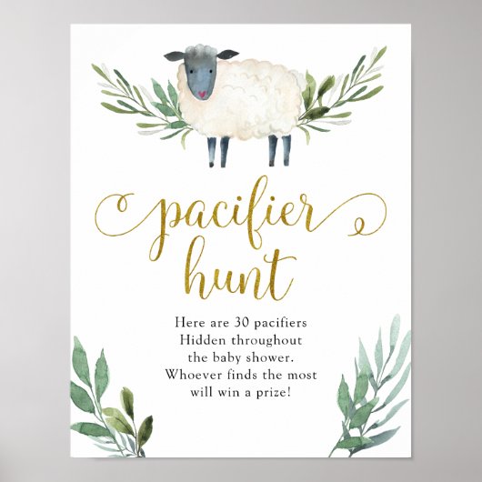 Sweet Little Lamb Greenery Schnuller Hunt Poster (Vorne)