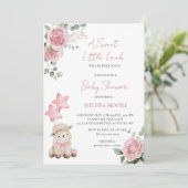 Sweet Little Lamb Mauve Pink Babydusche Einladung (Stehend Vorderseite)