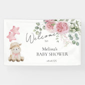 Sweet Little Lamb Pink Blume Grün Willkommen Banner (Horizontal)