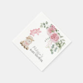 Sweet Little Lamb Pink Roses Grüne Serviette (Ecke)