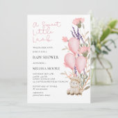 Sweet Little Lamb rosa Ballon wild Blume Blüte Einladung (Stehend Vorderseite)