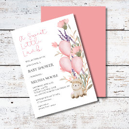 Sweet Little Lamb rosa Ballon wild Blume Blüte Einladung