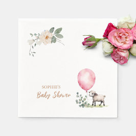 Sweet Little Lamp Pink Floral Serviette