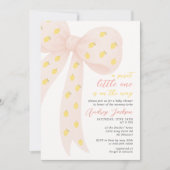 Sweet Little Lemon Pink Coquette Bow Baby Dusche Einladung (Vorderseite)