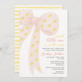 Sweet Little Lemon Pink Coquette Bow Baby Dusche Einladung (Vorne/Hinten)
