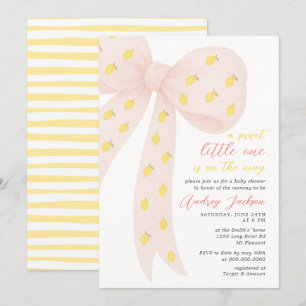 Sweet Little Lemon Pink Coquette Bow Baby Dusche Einladung