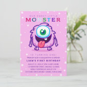 Sweet Little Monster Kindergeburtstag Einladung (Stehend Vorderseite)