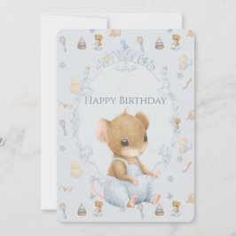 Sweet Little Mouse Birthday Flat Holiday Card Feiertagskarte
