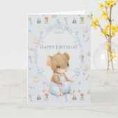 Sweet Little Mouse Birthday Folded Greeting Card Karte (Gelbe Blume)