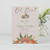 Sweet Little Oh Deer Woodland Wilde Tiere Floral Einladung (Stehend Vorderseite)