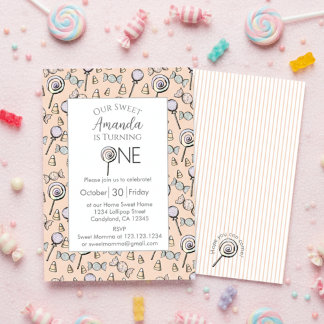 Sweet Little One Candy Thema 1. Geburtstag Einladung