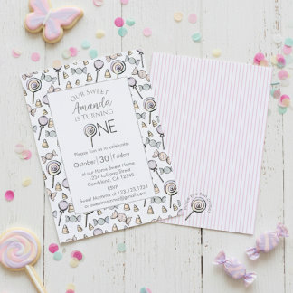 Sweet Little One Candy Thema 1. Geburtstag Einladung