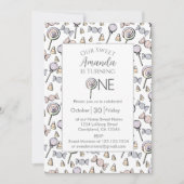 Sweet Little One Candy Thema 1. Geburtstag Einladung (Vorderseite)