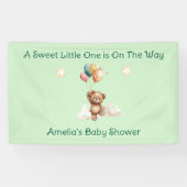 Sweet Little One on Way Green Baby Shower Banner (Horizontal)