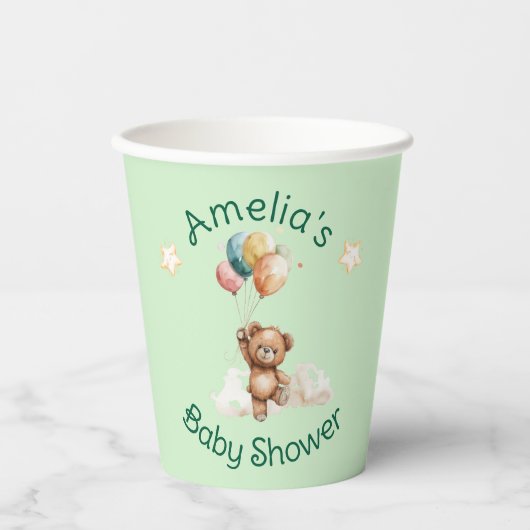 Sweet Little One on Way Green Baby Shower Pappbecher (Vorderseite)