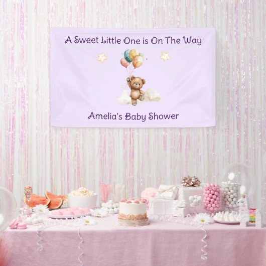 Sweet Little One on Way Lavender Baby Dusche Banner (Party)