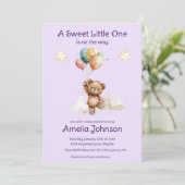 Sweet Little One on Way Lavender Baby Dusche Einladung (Stehend Vorderseite)