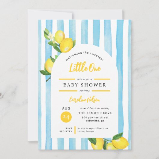 Sweet Little One Summer Lemon Baby Dusche Einladung (Vorderseite)