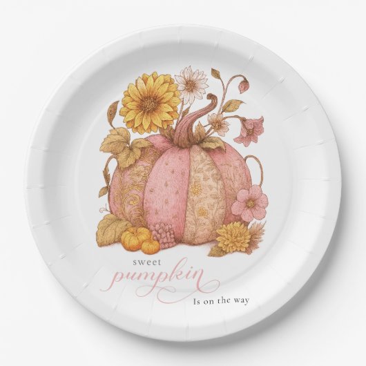 Sweet Little patch pumpkin florals is on the way Pappteller (Vorderseite)