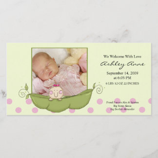 Sweet Little Pea Baby Girl Birth Annoucement Ankündigung