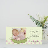 Sweet Little Pea Baby Girl Birth Annoucement Ankündigung (Stehend Vorderseite)