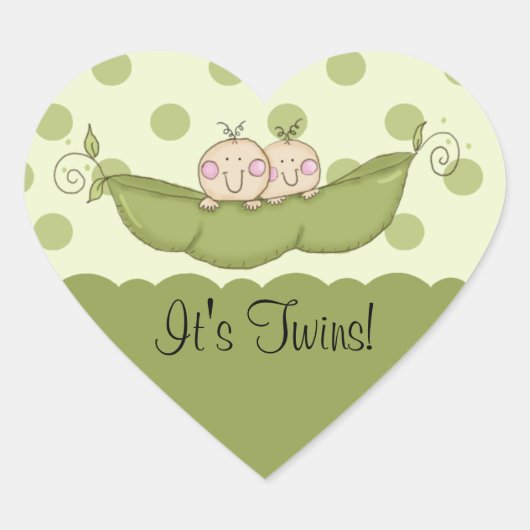 Sweet Little Pea Baby Twins Heart Sticker (Vorderseite)