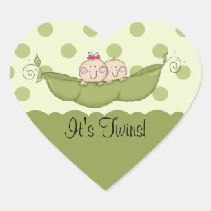 Sweet Little Pea Baby Twins Heart Sticker