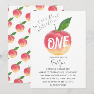 Sweet Little Peach 1. Geburtstag Einladung