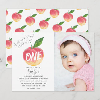 Sweet Little Peach 1. Geburtstag Foto Einladung