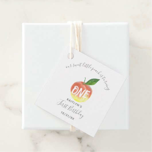 Sweet Little Peach 1. Geburtstag Geschenkanhänger (Beispiel)