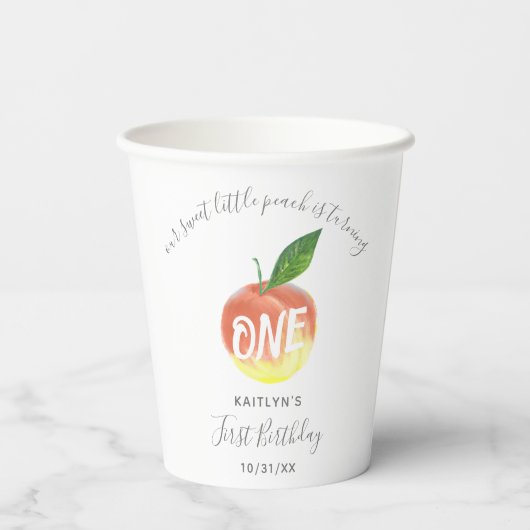 Sweet Little Peach 1. Geburtstag Pappbecher (Rückseite)
