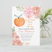 Sweet Little Peach auf dem Weg Babydusche einlädt Einladung (Stehend Vorderseite)