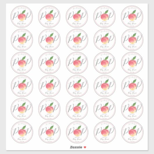 Sweet Little Peach Baby Dusche 2" Runde Aufkleber (Blatt)