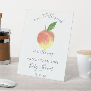 Sweet Little Peach Baby Dusche Begrüßungszeichen Sockelschild